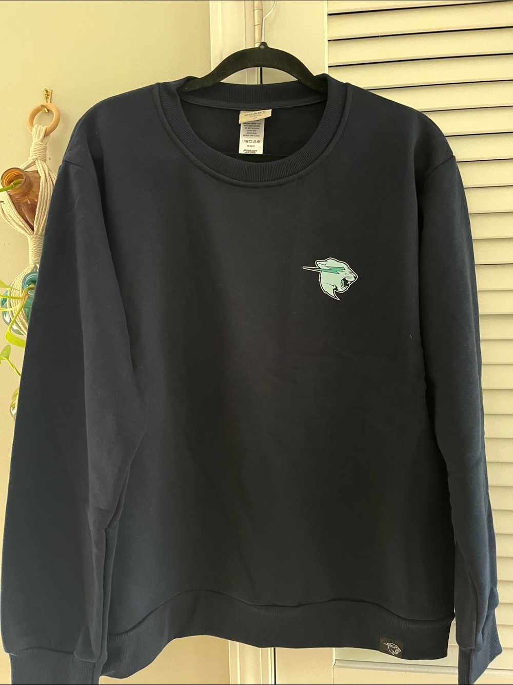 Men's Navy Crewneck Sweatshirt with Mint Logo Accent